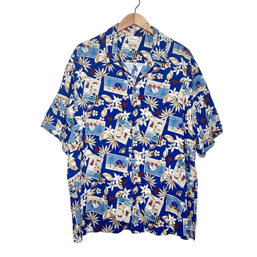 Disney | Men | Floral Mickey Minnie Aloha Hawaiian Camp Shirt | Size Large